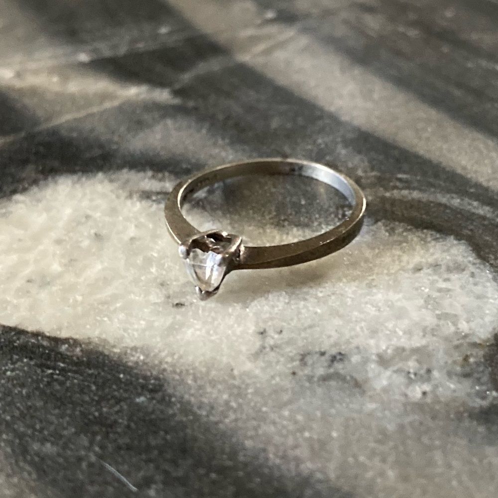 Sterling Silver and Heart-Form Spinel Stone Ring